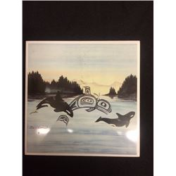 SIGNED NATIVE PORCELAIN TILE PRINT BY SUE COLEMAN