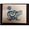 Image 1 : SIGNED & FRAMED NATIVE ART "WOLF & MOON" BY HUBERT BILLY 2015