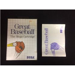 SEGA GREAT BASEBALL VIDEO GAME W/ MANUAL