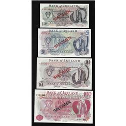 Set of (4) Bank of Ireland Specimen Bank Notes