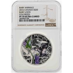 2016 Canada $20 Baby Animals Colorized Silver Coin NGC PF70 Ultra Cameo