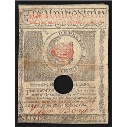 May 5, 1780 $1 Stats of Massachusetts-Bay Spanish Milled Colonial Currency Note