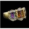 Image 2 : 14KT Yellow Gold 8.00ctw Multi Colored Gemstone and Diamond Ring
