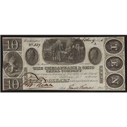 1840 $10 The Chesapeake & Ohio Canal Company Obsolete Bank Note