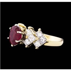 14KT Two Tone Gold 1.85ct Ruby and Diamond Ring