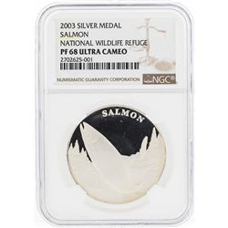 2003 Silver Medal Salmon National Wildlife Refuge NGC PF 68 Ultra Cameo