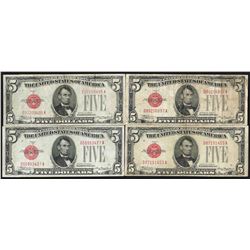 Lot of (4) 1928B $5 Legal Tender Notes