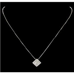 18KT White Gold 0.90ctw Diamond Pendant with Chain