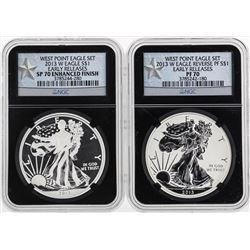 (2) 2013 $1 American Silver Eagle Coins NGC SP70 Enhanced Finish and PF70