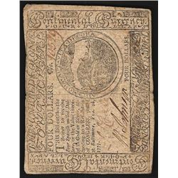 February 26, 1777 $4 Continental Currency Note Baltimore Issue