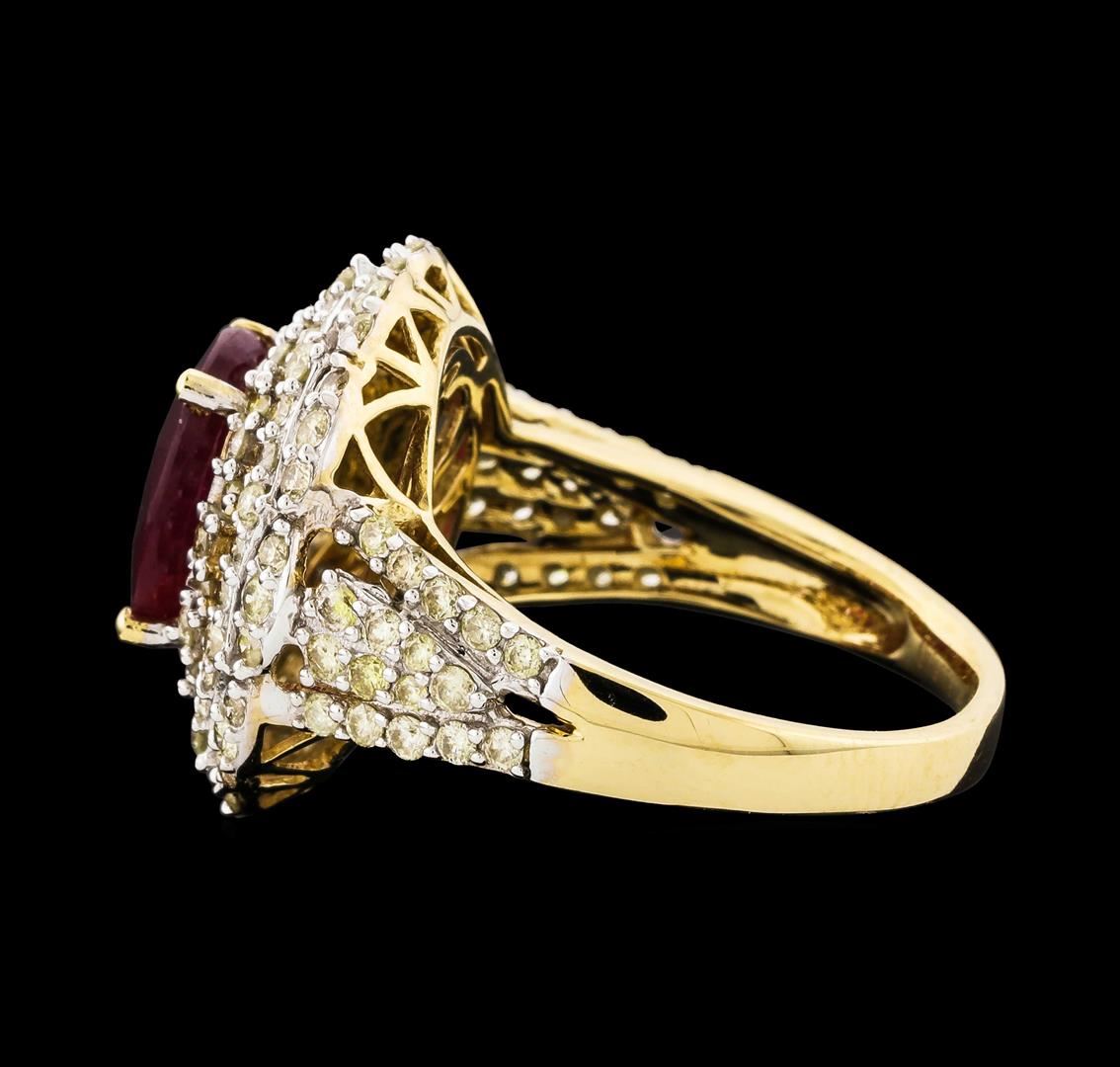 14KT Yellow Gold 3.72ct Ruby and Diamond Ring