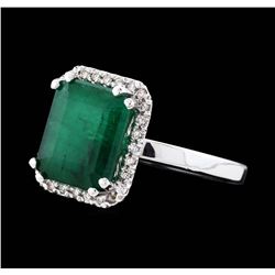 14KT White Gold 3.65ct Emerald and Diamond Ring