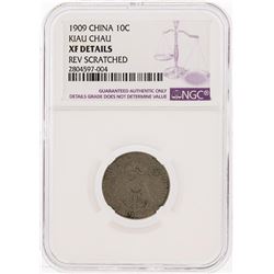 1909 China 10C Kiau Chau Coin NGC XF Details Reverse Scratched