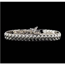 14KT White Gold High Polish and Satin Finish Woven Bracelet