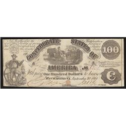 1861 $100 The Confederate States of America Note T-13