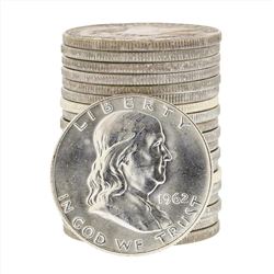 Roll of (20) 1962D Brilliant Uncirculated Franklin Half Dollar Coins
