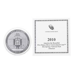 2010 America the Beautiful Hot Springs 5 oz. Silver Coin