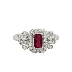 Platinum 0.64ct Unheated Ruby and Diamond Ring GIA Appraised