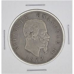 1872 Italy 5 Lira Silver Coin