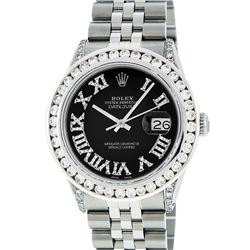 Rolex Mens Stainless Steel 3.50ctw Diamond Datejust Wristwatch