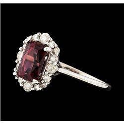14KT White Gold 1.67ct Rhodolite Garnet and Diamond Ring