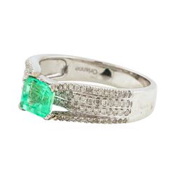 14KT White Gold 0.84ct Emerald and Diamond Ring