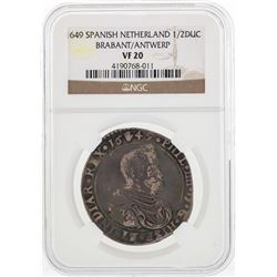 1649 Spanish Netherland 1/2 Ducton Brabant/Antwerp Coin NGC VF20