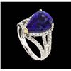Image 4 : 14KT White Gold 6.13ct Tanzanite and Diamond Ring