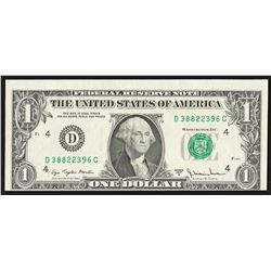 1977 $1 Federal Reserve Note ERROR Faulty Alignment