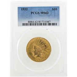 1932 $10 Indian Head Eagle Gold Coin PCGS MS62