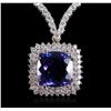 Image 1 : 18KT White Gold 12.86ct Tanzanite and Diamond Necklace