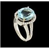 Image 4 : 14KT White Gold 5.00ctw Aquamarine and Diamond Ring