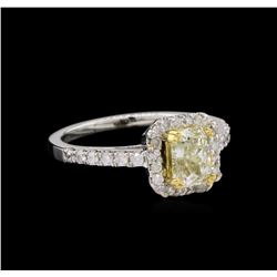 14KT Two-Tone Gold 1.47ctw Fancy Light Yellow Diamond Ring