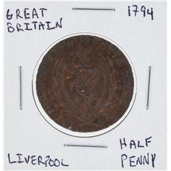 1794 Great Britain Liverpool Half Penny Coin