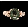 Image 2 : 14KT Rose Gold 2.97ct Green Tourmaline and Diamond Ring