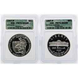 Lot of (2) 1997-P $1 Commemorative Silver Coins ICG PR70DCAM