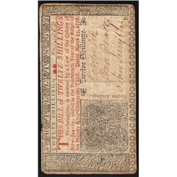 March 25, 1776 New Jersey Twelve Shillings Colonial Currency Note