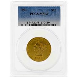 1901 $10 Liberty Head Eagle Gold Coin PCGS MS63
