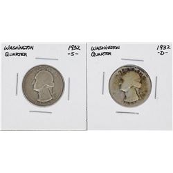 1932-S & 1932-D Washington Silver Quarter Coins