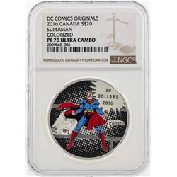 2016 Canada $20 Superman Colorized Silver Coin NGC PF70 Ultra Cameo