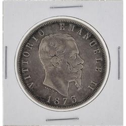 1873 Italy 5 Lira Silver Coin