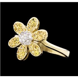 14KT Yellow Gold 0.70ctw Yellow Sapphire and Diamond Ring