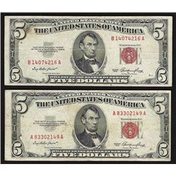 Lot of (2) 1953 $5 Legal Tender Notes