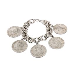 (5) Coin Bust Half Dollar Coin Charm Bracelet