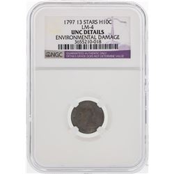 1797 13 Stars Draped Bust Half Dime Coin NGC Environmental Damage