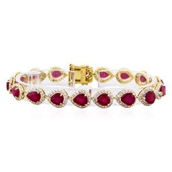 14KT Yellow Gold 17.63ctw Ruby and Diamond Bracelet