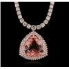 Image 1 : 14KT Rose Gold GIA Certified 42.81ct Morganite and Diamond Necklace