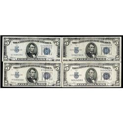 Lot of (4) 1934/A/C/D $5 Silver Certificate Notes