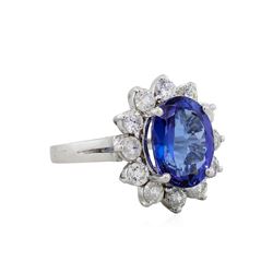 14KT White Gold 5.24ct Tanzanite and Diamond Ring
