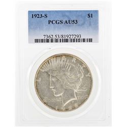 1923-S $1 Peace Silver Dollar Coin PCGS AU53